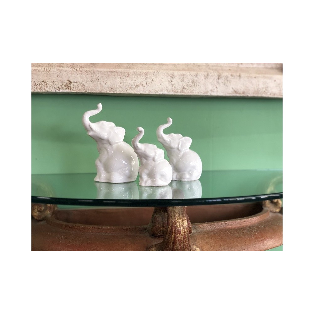 Enameled Ceramic Elephant White